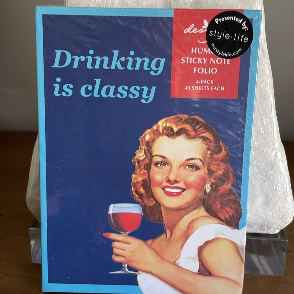 StyleLife Drinking is Classy Sticky Note Folio Hardcover